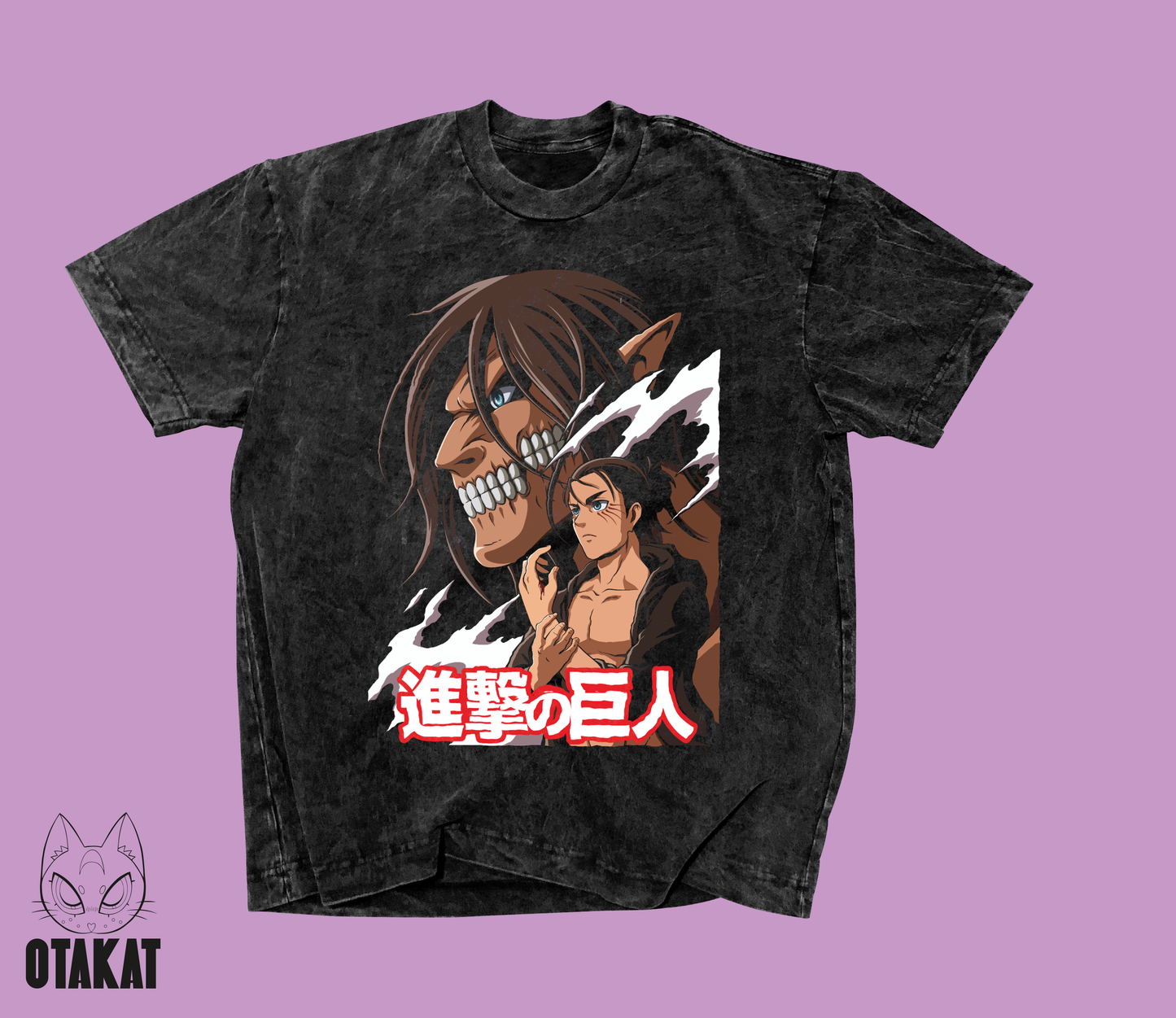 shingeki no kyojin Acid wash T-shirt