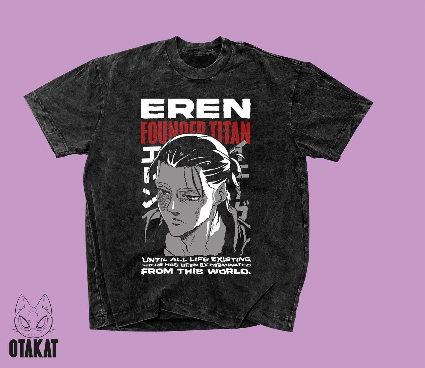 shingeki no kyojin Acid wash T-shirt