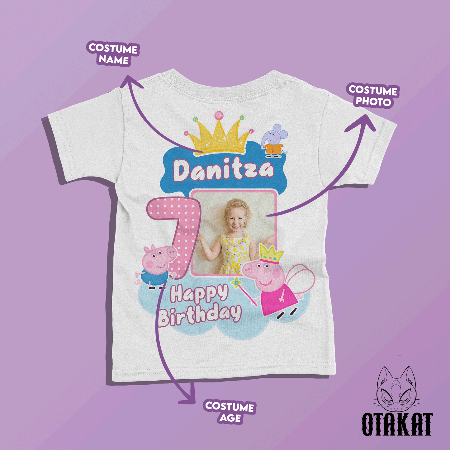 peppa pig custom Tshirt kid size