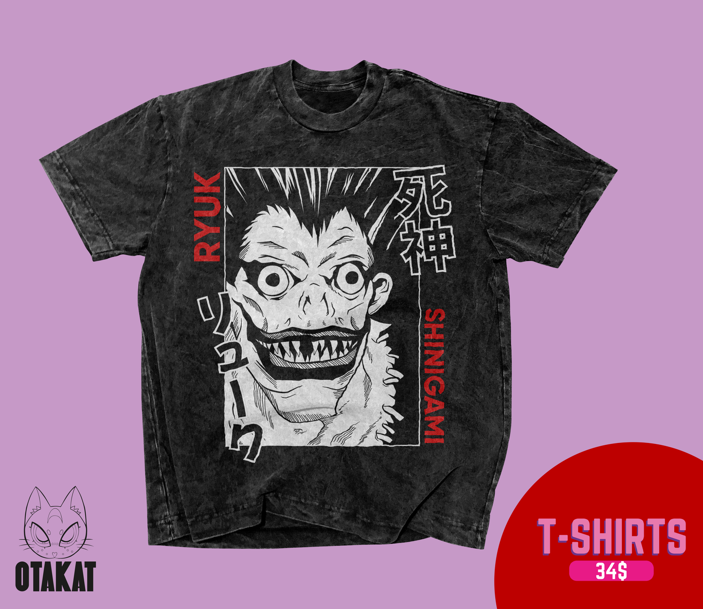 Death note Acid wash T-shirt