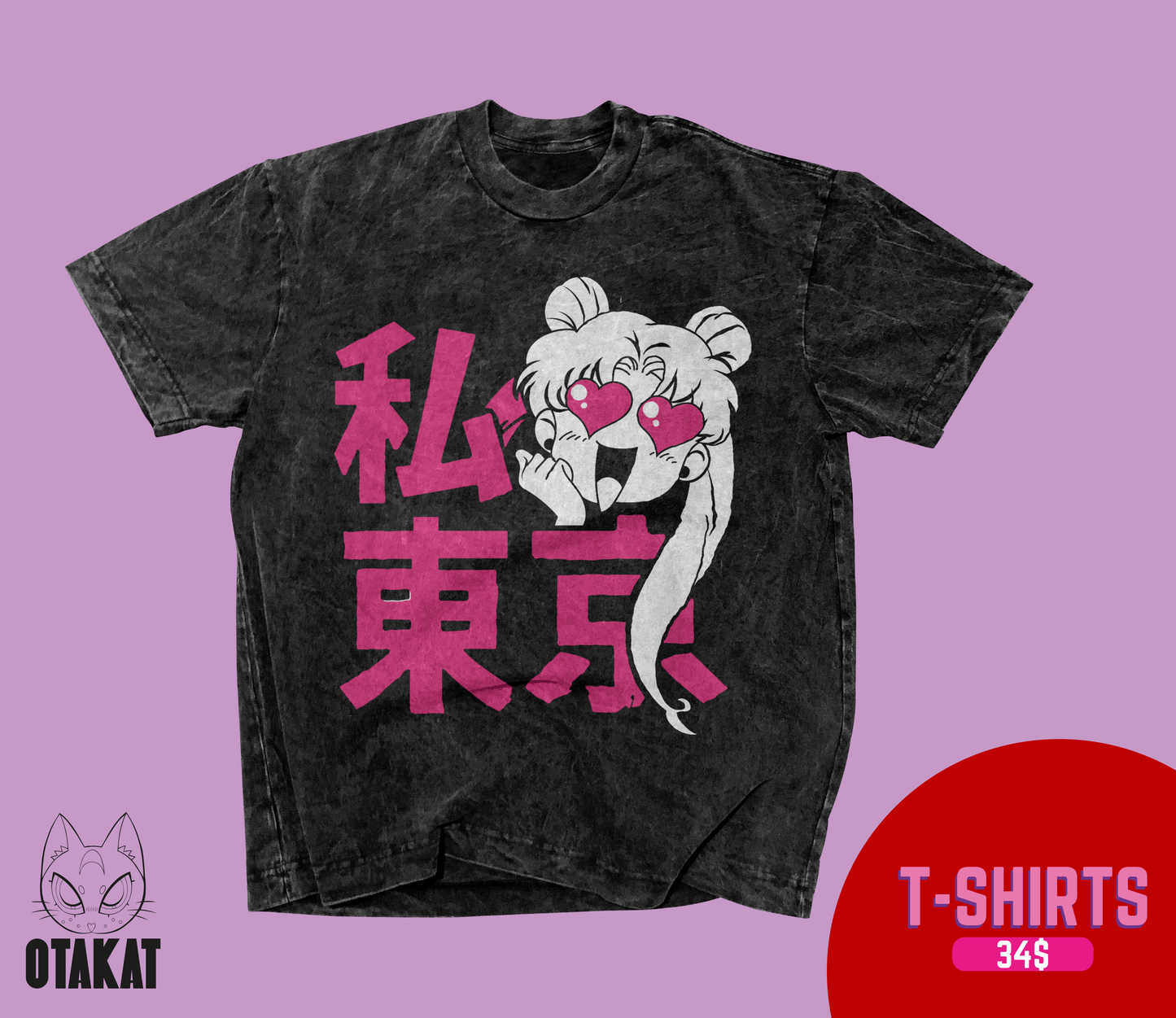 Sailor moon Acid wash T-shirt