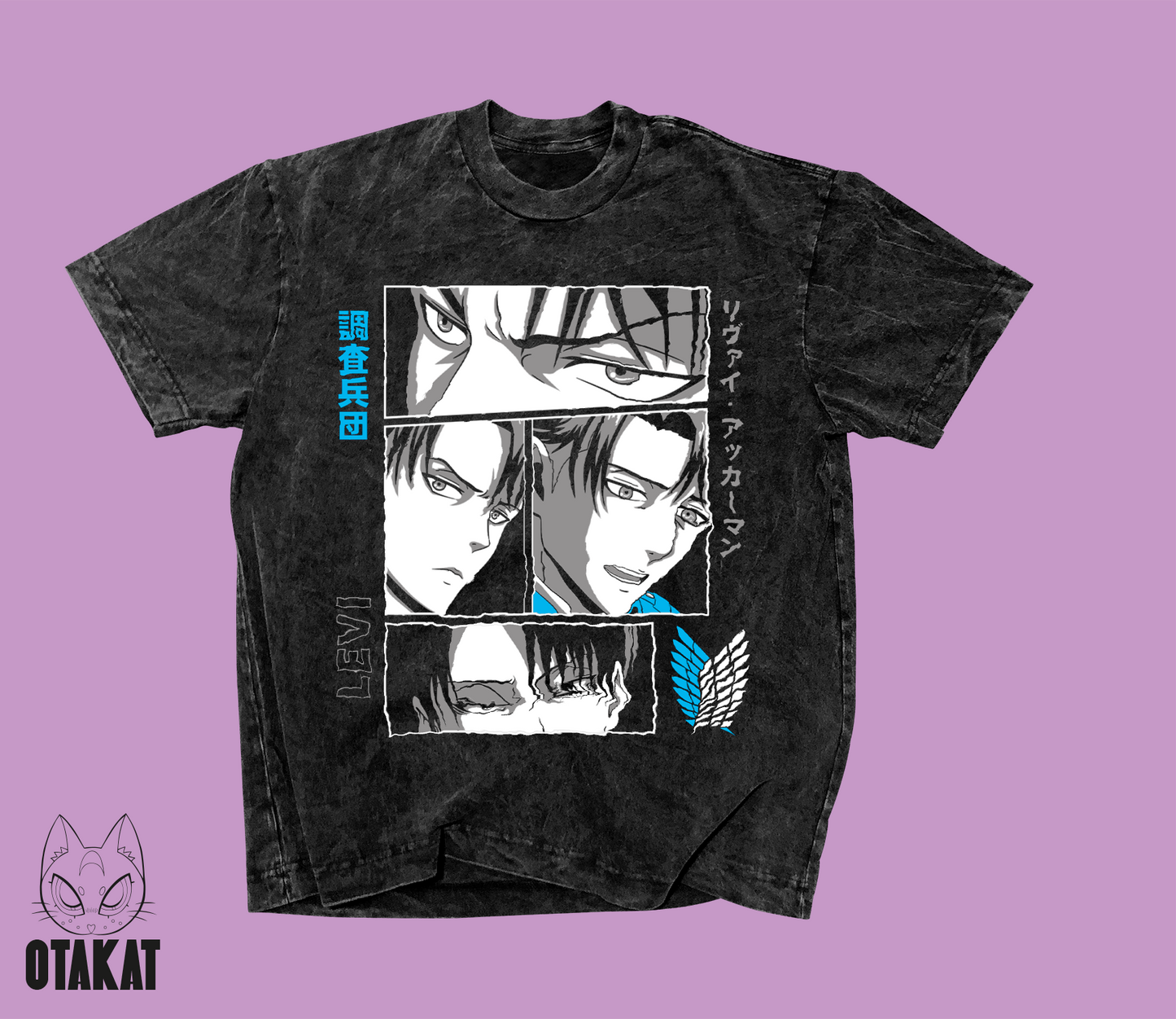 shingeki no kyojin Acid wash T-shirt
