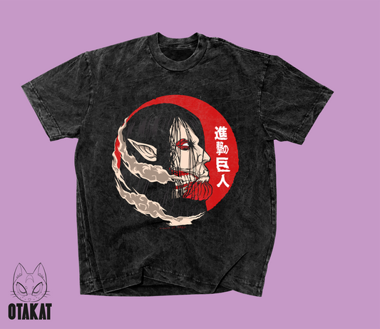 shingeki no kyojin Acid wash T-shirt