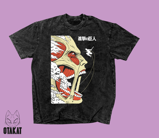 shingeki no kyojin Acid wash T-shirt