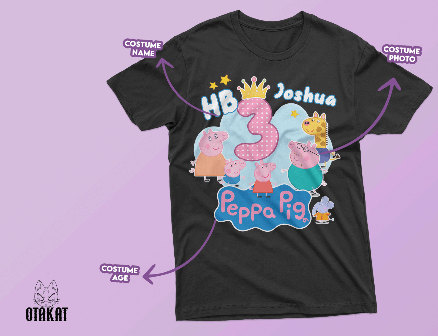 peppa pig custom Tshirt adult size