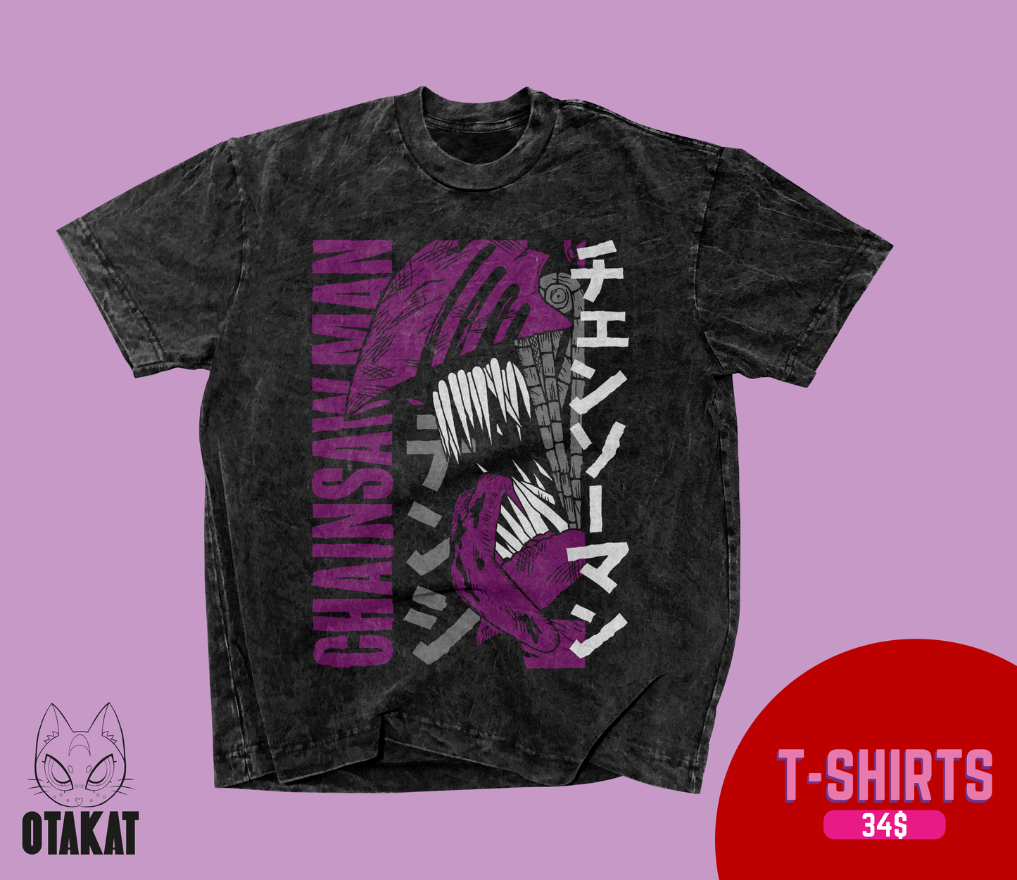 Chainsaw man Acid wash T-shirt