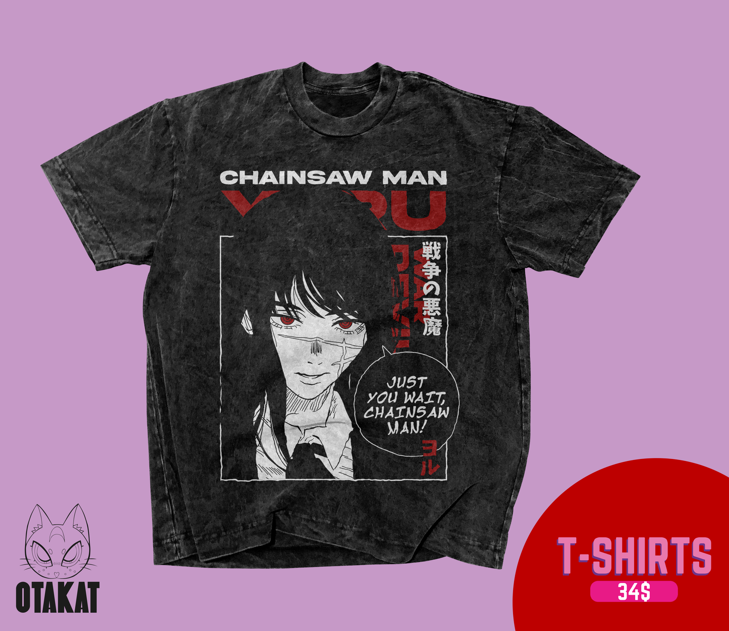Chainsaw man Acid wash T-shirt