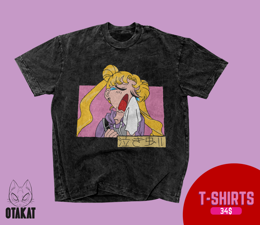 Sailor moon Acid wash T-shirt