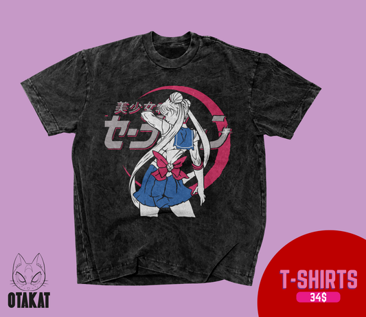 Sailor moon Acid wash T-shirt