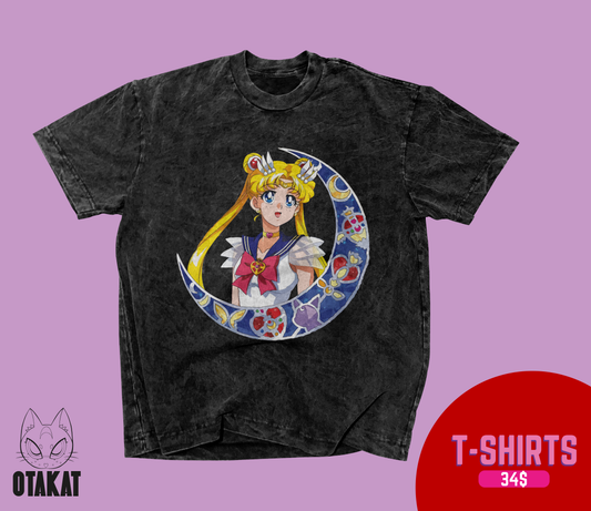 Sailor moon Acid wash T-shirt