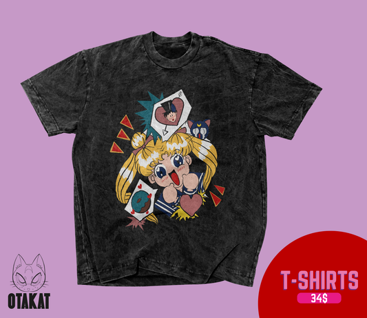 Sailor moon Acid wash T-shirt