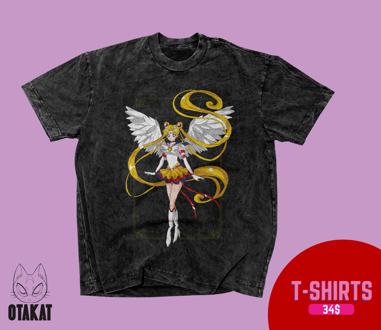 Sailor moon Acid wash T-shirt