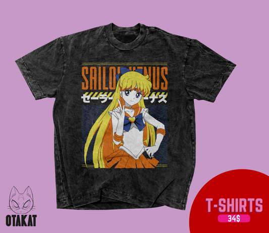 Sailor moon Acid wash T-shirt