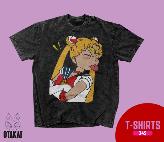 Sailor moon Acid wash T-shirt