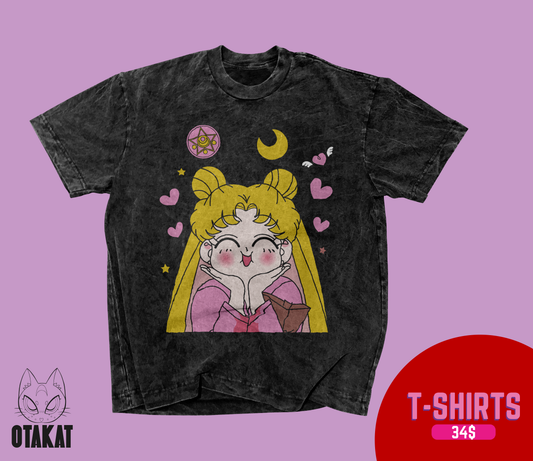 Sailor moon Acid wash T-shirt