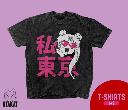 Sailor moon Acid wash T-shirt